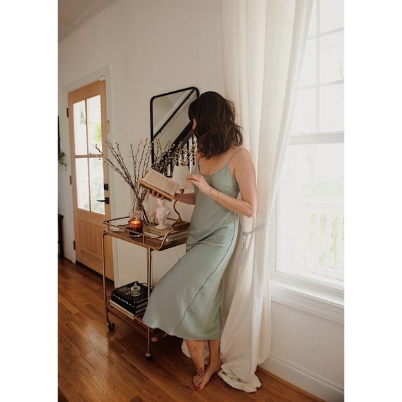 Jenni KayneEveryday Bias Cut Satin Slipdress In Mist Size XL